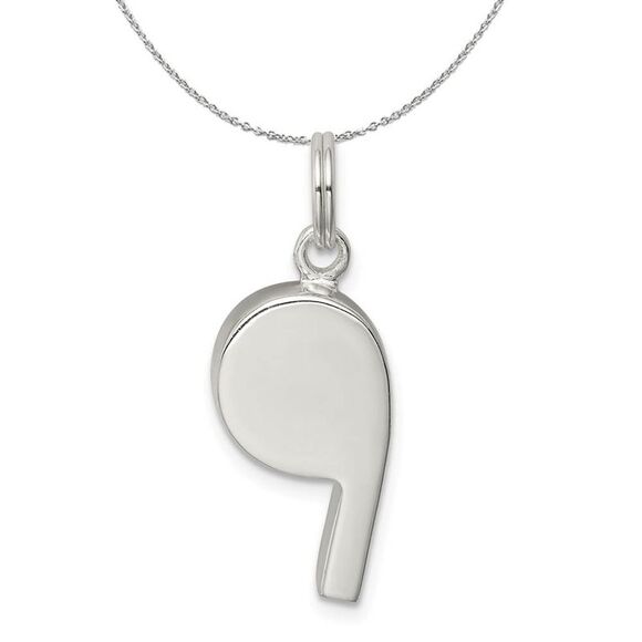 Sterling Silver 3D Sports Whistle Necklace - 24 Inch